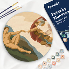Carica l'immagine nel visualizzatore di Gallery, Dipingere con i numeri - Dipingere con i Numeri su Disco di Legno - La Creazione di Adamo - Michelangelo Figured'Art
