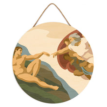 Carica l'immagine nel visualizzatore di Gallery, Dipingere con i numeri - Dipingere con i Numeri su Disco di Legno - La Creazione di Adamo - Michelangelo