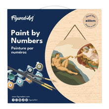 Carica l'immagine nel visualizzatore di Gallery, Dipingere con i numeri - Dipingere con i Numeri su Disco di Legno - La Creazione di Adamo - Michelangelo