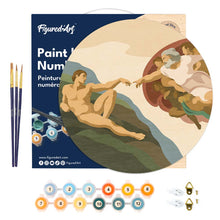 Carica l'immagine nel visualizzatore di Gallery, Dipingere con i numeri - Dipingere con i Numeri su Disco di Legno - La Creazione di Adamo - Michelangelo