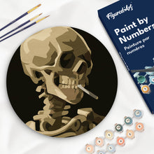 Carica l'immagine nel visualizzatore di Gallery, Dipingere con i numeri - Dipingere con i Numeri su Disco di Legno - Van Gogh - Teschio con Sigaretta Figured'Art