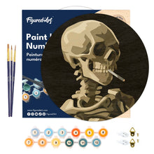 Carica l'immagine nel visualizzatore di Gallery, Dipingere con i numeri - Dipingere con i Numeri su Disco di Legno - Van Gogh - Teschio con Sigaretta