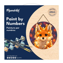 Carica l'immagine nel visualizzatore di Gallery, Dipingere con i numeri - Dipingere con i Numeri su Disco di Legno - Piccola Volpe con Lucine