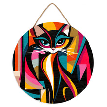 Carica l'immagine nel visualizzatore di Gallery, Dipingere con i numeri - Dipingere con i Numeri su Disco di Legno - Gatto Astratto Colorato
