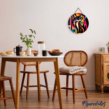 Carica l'immagine nel visualizzatore di Gallery, Dipingere con i numeri - Dipingere con i Numeri su Disco di Legno - Gatto Astratto Colorato