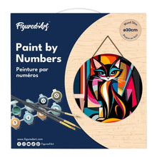 Carica l'immagine nel visualizzatore di Gallery, Dipingere con i numeri - Dipingere con i Numeri su Disco di Legno - Gatto Astratto Colorato
