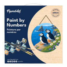 Carica l'immagine nel visualizzatore di Gallery, Dipingere con i numeri - Dipingere con i Numeri su Disco di Legno - Pulcinella di mare sulle scogliere oceaniche