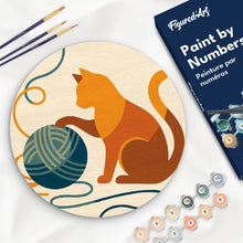 Carica l'immagine nel visualizzatore di Gallery, Dipingere con i numeri - Dipingere con i Numeri su Disco di Legno - Gatto e gomitolo Figured'Art
