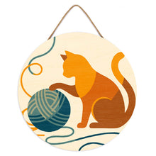 Carica l'immagine nel visualizzatore di Gallery, Dipingere con i numeri - Dipingere con i Numeri su Disco di Legno - Gatto e gomitolo