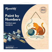 Carica l'immagine nel visualizzatore di Gallery, Dipingere con i numeri - Dipingere con i Numeri su Disco di Legno - Gatto e gomitolo