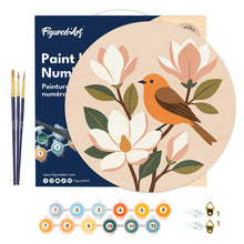 Carica l'immagine nel visualizzatore di Gallery, Dipingere con i numeri - Dipingere con i Numeri su Disco di Legno - Usignolo e magnolie
