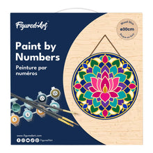Carica l'immagine nel visualizzatore di Gallery, Dipingere con i numeri - Dipingere con i Numeri su Disco di Legno - Mandala del loto
