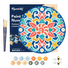 Carica l'immagine nel visualizzatore di Gallery, Dipingere con i numeri - Dipingere con i Numeri su Disco di Legno - Mandala delle conchiglie marine