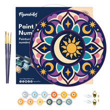 Carica l'immagine nel visualizzatore di Gallery, Dipingere con i numeri - Dipingere con i Numeri su Disco di Legno - Mandala celestiale