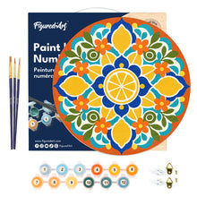 Carica l'immagine nel visualizzatore di Gallery, Dipingere con i numeri - Dipingere con i Numeri su Disco di Legno - Mandala e agrumi