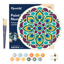 Carica l'immagine nel visualizzatore di Gallery, Dipingere con i numeri - Dipingere con i Numeri su Disco di Legno - Mandala occhio di pavone