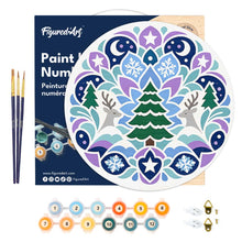 Carica l'immagine nel visualizzatore di Gallery, Dipingere con i numeri - Dipingere con i Numeri su Disco di Legno - Mandala natalizio