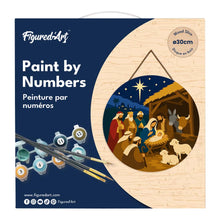 Carica l'immagine nel visualizzatore di Gallery, Dipingere con i numeri - Dipingere con i Numeri su Disco di Legno - Presepe di Natale