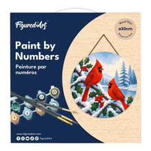 Carica l'immagine nel visualizzatore di Gallery, Dipingere con i numeri - Dipingere con i Numeri su Disco di Legno - Cardinali invernali