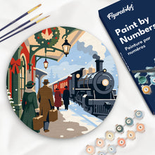 Carica l'immagine nel visualizzatore di Gallery, Dipingere con i numeri - Dipingere con i Numeri su Disco di Legno - Fuga sul treno natalizio Figured'Art