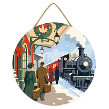 Carica l'immagine nel visualizzatore di Gallery, Dipingere con i numeri - Dipingere con i Numeri su Disco di Legno - Fuga sul treno natalizio
