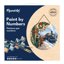 Carica l'immagine nel visualizzatore di Gallery, Dipingere con i numeri - Dipingere con i Numeri su Disco di Legno - Fuga sul treno natalizio