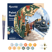 Carica l'immagine nel visualizzatore di Gallery, Dipingere con i numeri - Dipingere con i Numeri su Disco di Legno - Fuga sul treno natalizio