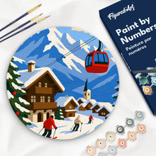 Carica l'immagine nel visualizzatore di Gallery, Dipingere con i numeri - Dipingere con i Numeri su Disco di Legno - Vacanze invernali sulle Alpi Figured'Art
