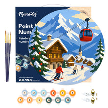 Carica l'immagine nel visualizzatore di Gallery, Dipingere con i numeri - Dipingere con i Numeri su Disco di Legno - Vacanze invernali sulle Alpi