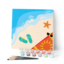 Carica l'immagine nel visualizzatore di Gallery, Mini Kit da Dipingere con i Numeri 20x20cm con cornice In spiaggia