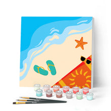 Carica l'immagine nel visualizzatore di Gallery, Mini Kit da Dipingere con i Numeri 20x20cm con cornice In spiaggia