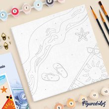 Carica l'immagine nel visualizzatore di Gallery, Mini Kit da Dipingere con i Numeri 20x20cm con cornice In spiaggia