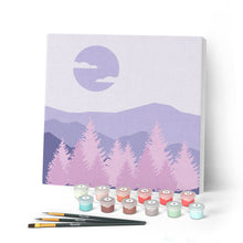 Carica l'immagine nel visualizzatore di Gallery, Mini Kit da Dipingere con i Numeri 20x20cm con cornice Foresta di abeti