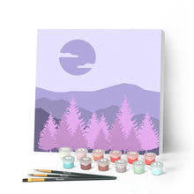 Carica l'immagine nel visualizzatore di Gallery, Mini Kit da Dipingere con i Numeri 20x20cm con cornice Foresta di abeti