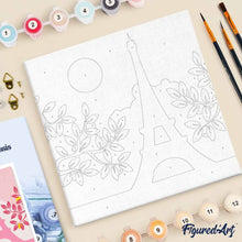 Carica l'immagine nel visualizzatore di Gallery, Mini Kit da Dipingere con i Numeri 20x20cm con cornice Il sole su Parigi