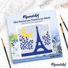 Carica l'immagine nel visualizzatore di Gallery, Mini Kit da Dipingere con i Numeri 20x20cm con cornice Parigi sotto la luna