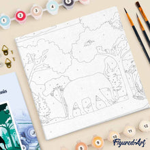 Carica l'immagine nel visualizzatore di Gallery, Mini Kit da Dipingere con i Numeri 20x20cm con cornice Elefante nella foresta verde