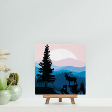 Carica l'immagine nel visualizzatore di Gallery, Mini Kit da Dipingere con i Numeri 20x20cm con cornice Maestoso cervo e paesaggio