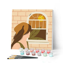 Carica l'immagine nel visualizzatore di Gallery, Mini Kit da Dipingere con i Numeri 20x20cm con cornice Ragazza con foulard