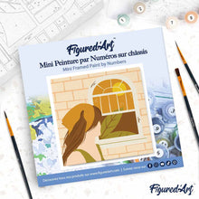 Carica l'immagine nel visualizzatore di Gallery, Mini Kit da Dipingere con i Numeri 20x20cm con cornice Ragazza con foulard
