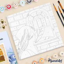 Carica l'immagine nel visualizzatore di Gallery, Mini Kit da Dipingere con i Numeri 20x20cm con cornice Ragazza con foulard