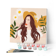 Carica l'immagine nel visualizzatore di Gallery, Mini Kit da Dipingere con i Numeri 20x20cm con cornice Donna e margherite