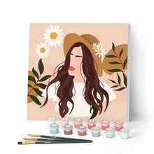 Carica l'immagine nel visualizzatore di Gallery, Mini Kit da Dipingere con i Numeri 20x20cm con cornice Donna e margherite