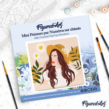 Carica l'immagine nel visualizzatore di Gallery, Mini Kit da Dipingere con i Numeri 20x20cm con cornice Donna e margherite