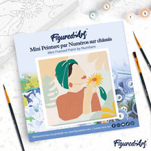 Carica l'immagine nel visualizzatore di Gallery, Mini Kit da Dipingere con i Numeri 20x20cm con cornice Donna con turbante verde