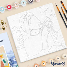 Carica l'immagine nel visualizzatore di Gallery, Mini Kit da Dipingere con i Numeri 20x20cm con cornice Donna con turbante verde