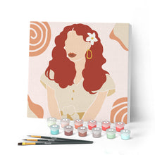Carica l'immagine nel visualizzatore di Gallery, Mini Kit da Dipingere con i Numeri 20x20cm con cornice Fiore tra i capelli