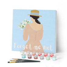 Carica l'immagine nel visualizzatore di Gallery, Mini Kit da Dipingere con i Numeri 20x20cm con cornice Non ti scordar di mé