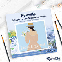 Carica l'immagine nel visualizzatore di Gallery, Mini Kit da Dipingere con i Numeri 20x20cm con cornice Non ti scordar di mé