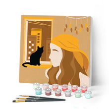 Carica l'immagine nel visualizzatore di Gallery, Mini Kit da Dipingere con i Numeri 20x20cm con cornice Guardando dalla finestra
